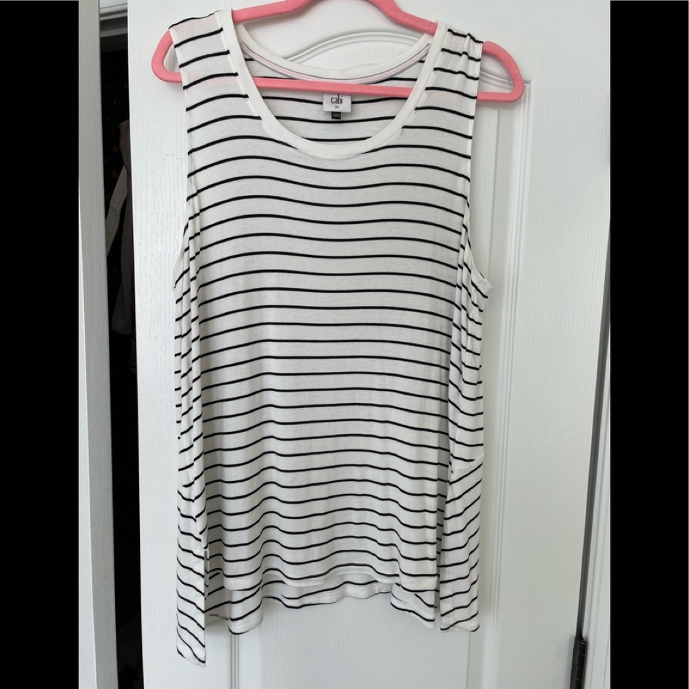 CAbi Monochrome Striped Sleeveless Top